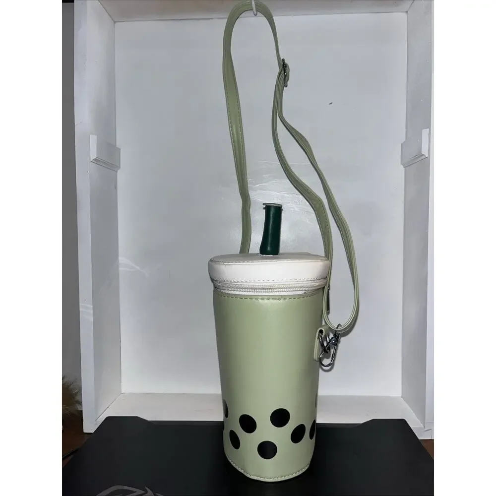 Boba Milk Tea Crossbody Bag Tan & White